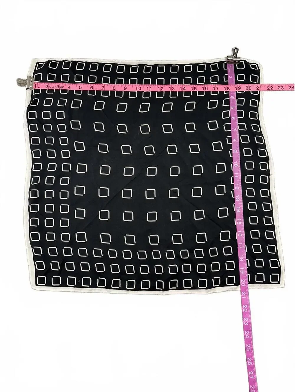 Black and White Geometric Silk Scarf
